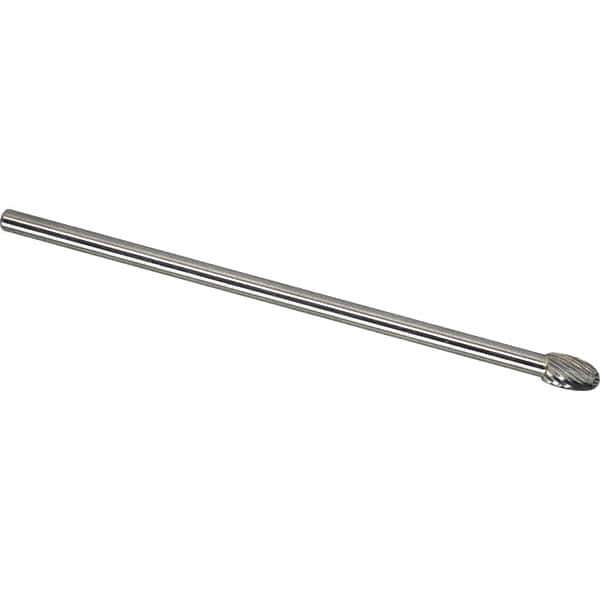Made in USA - 1/2" Cut Diam, 0.2362" Shank Diam, Oval Head Single Cut Burr - Carbide, 22mm LOC, 172mm OAL - Exact Tool & Supply
