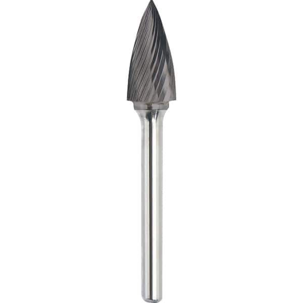 Made in USA - 6.3mm Cut Diam, 0.1181" Shank Diam, Tree Head Single Cut Burr - Carbide, 12.7mm LOC, 50mm OAL - Exact Tool & Supply