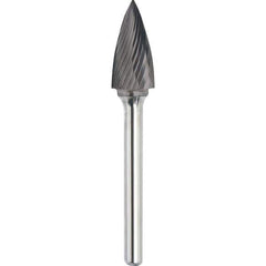 Made in USA - 6.3mm Cut Diam, 0.1181" Shank Diam, Tree Head Single Cut Burr - Carbide, 12.7mm LOC, 50mm OAL - Exact Tool & Supply