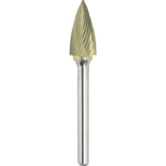 Made in USA - 19mm Cut Diam, 0.2362" Shank Diam, Tree Head Single Cut Burr - Carbide, 25mm LOC, 70mm OAL - Exact Tool & Supply