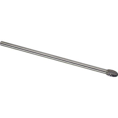 Made in USA - 1/2" Cut Diam, 0.2362" Shank Diam, Oval Head Single Cut Burr - Carbide, 22mm LOC, 172mm OAL - Exact Tool & Supply