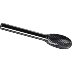 Made in USA - 1/2" Cut Diam, 0.2362" Shank Diam, Oval Head Chipbreaker Cut Burr - Carbide, 22mm LOC, 67mm OAL - Exact Tool & Supply