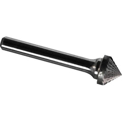 Made in USA - 1/4" Cut Diam, 1/4" Shank Diam, Cone Head Diamond Cut Burr - Carbide, 1/8" LOC, 2" OAL - Exact Tool & Supply
