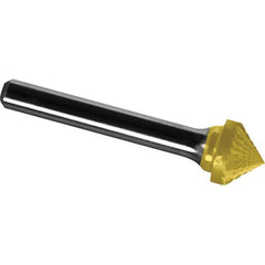 Made in USA - 5/16" Cut Diam, 1/4" Shank Diam, Cone Head Diamond Cut Burr - Carbide, 3/16" LOC, 1-15/16" OAL - Exact Tool & Supply