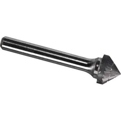 Made in USA - 5/16" Cut Diam, 1/4" Shank Diam, Cone Head Chipbreaker Cut Burr - Carbide, 3/16" LOC, 1-15/16" OAL - Exact Tool & Supply