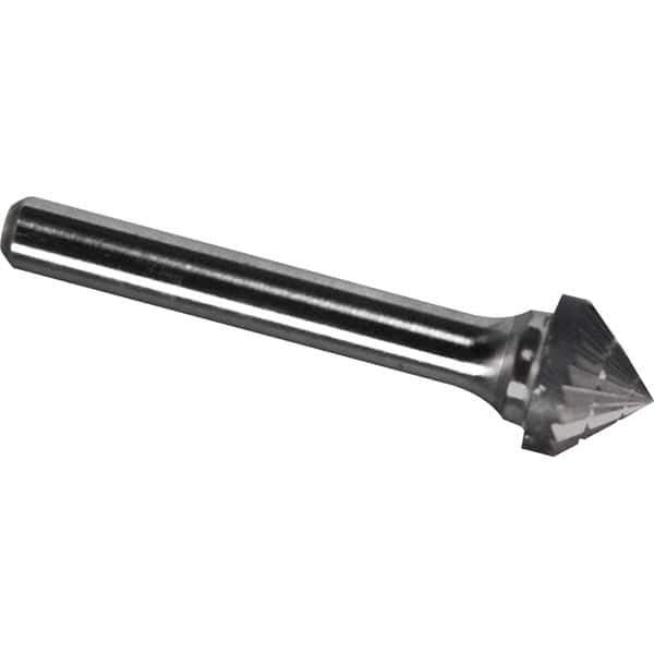 Made in USA - 3/4" Cut Diam, 1/4" Shank Diam, Cone Head Chipbreaker Cut Burr - Carbide, 3/8" LOC, 2-1/8" OAL - Exact Tool & Supply