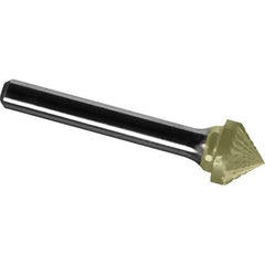 Made in USA - 5/16" Cut Diam, 1/4" Shank Diam, Cone Head Diamond Cut Burr - Carbide, 3/16" LOC, 1-15/16" OAL - Exact Tool & Supply