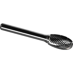 Made in USA - 9.5mm Cut Diam, 0.2362" Shank Diam, Oval Head Chipbreaker Cut Burr - Carbide, 16mm LOC, 61mm OAL - Exact Tool & Supply