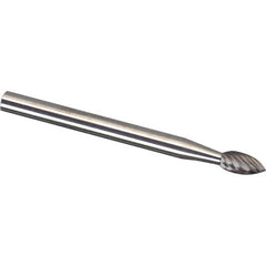 Made in USA - 1/8" Cut Diam, 1/8" Shank Diam, Carbide Double Cut Tree Burr - Exact Tool & Supply