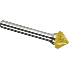 Made in USA - 5/16" Cut Diam, 1/4" Shank Diam, Cone Head Single Cut Burr - Carbide, 3/16" LOC, 1-15/16" OAL - Exact Tool & Supply