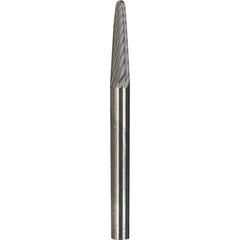 Made in USA - 6mm Cut Diam, 0.2362" Shank Diam, Cone Head Diamond Cut Burr - Carbide, 16mm LOC, 50mm OAL - Exact Tool & Supply