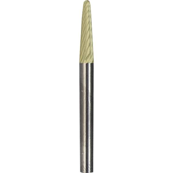 Made in USA - 1/8" Cut Diam, 1/8" Shank Diam, Cone Head Double Cut Burr - Carbide, 3/8" LOC, 1-1/2" OAL - Exact Tool & Supply