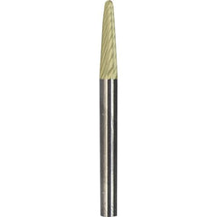 Made in USA - 1/8" Cut Diam, 1/8" Shank Diam, Cone Head Double Cut Burr - Carbide, 3/8" LOC, 1-1/2" OAL - Exact Tool & Supply