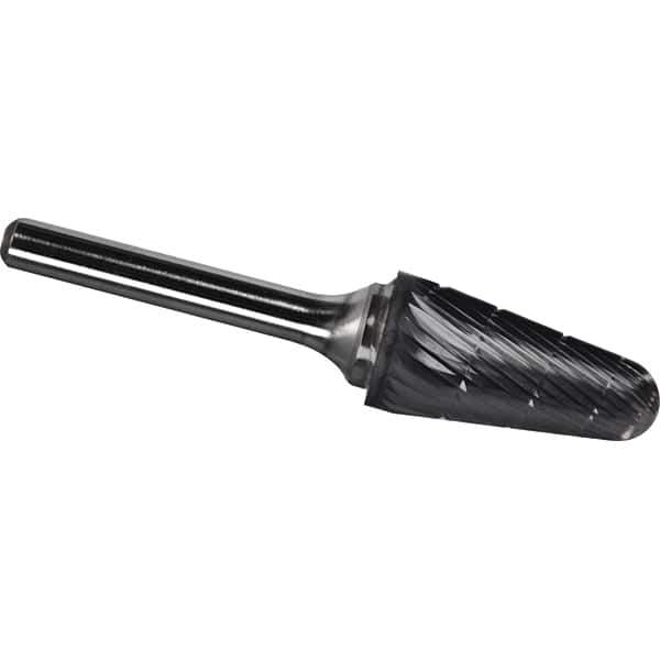 Made in USA - 16mm Cut Diam, 0.2362" Shank Diam, Cone Head Chipbreaker Cut Burr - Carbide, 33mm LOC, 78mm OAL - Exact Tool & Supply
