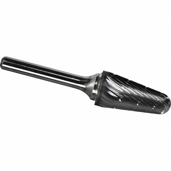 Made in USA - 8mm Cut Diam, 0.2362" Shank Diam, Cone Head Chipbreaker Cut Burr - Carbide, 22mm LOC, 67mm OAL - Exact Tool & Supply