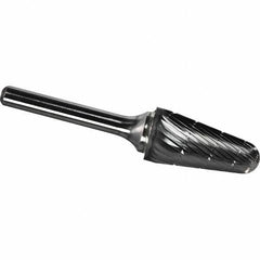 Made in USA - 8mm Cut Diam, 0.2362" Shank Diam, Cone Head Chipbreaker Cut Burr - Carbide, 22mm LOC, 67mm OAL - Exact Tool & Supply