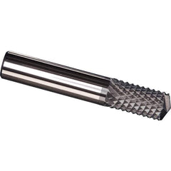 Made in USA - 1/4" Diam, 1" LOC, Drill Point End, Solid Carbide Diamond Pattern Router Bit - Right Hand Cut, 2-1/2" OAL, 1/4" Shank Diam, Use on Carbon & Honeycomb, Carbon Fiber, Composite, Fiberglass, Graphite - Exact Tool & Supply