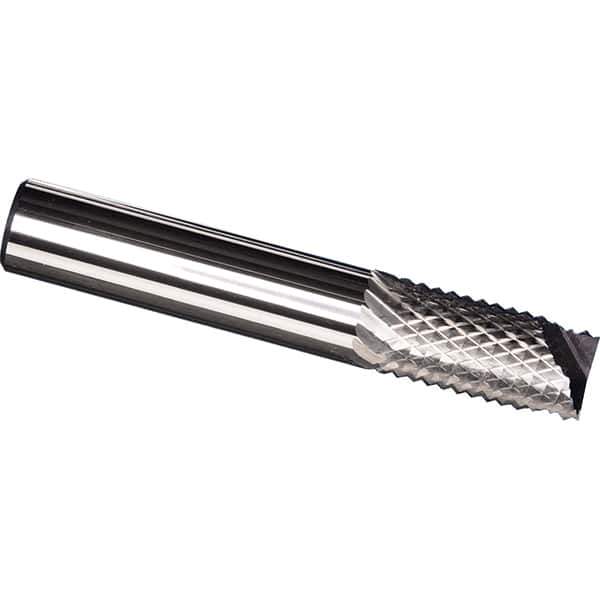 Made in USA - 1.5mm Diam, 5mm LOC, End Mill End, Solid Carbide Diamond Pattern Router Bit - Right Hand Cut, 38mm OAL, Use on Fiberglass - Exact Tool & Supply