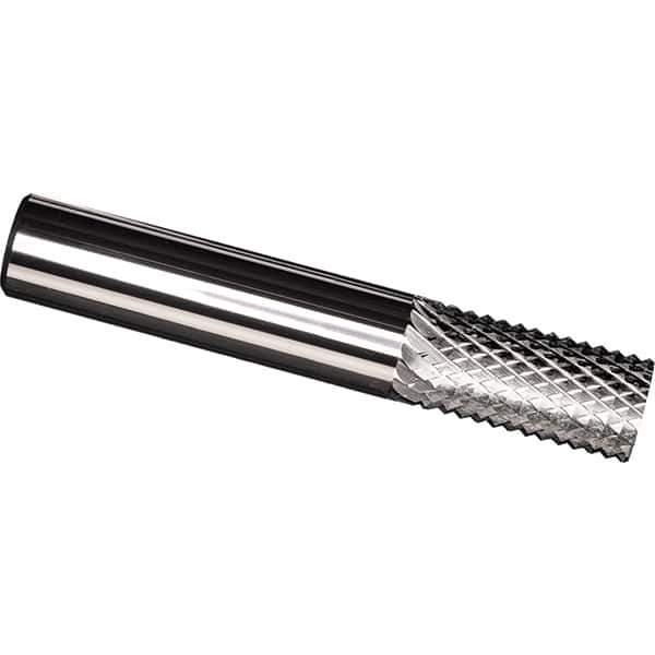 Made in USA - 1.5mm Diam, 5mm LOC, Plain End, Solid Carbide Diamond Pattern Router Bit - Right Hand Cut, 38mm OAL, Use on Fiberglass - Exact Tool & Supply