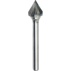 Made in USA - 16mm Cut Diam, 0.2362" Shank Diam, Cone Head Single Cut Burr - Carbide, 14.5mm LOC, 59.5mm OAL - Exact Tool & Supply