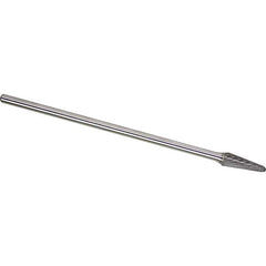 Made in USA - 1/2" Cut Diam, 0.2362" Shank Diam, Cone Head Single Cut Burr - Carbide, 28mm LOC, 178mm OAL - Exact Tool & Supply