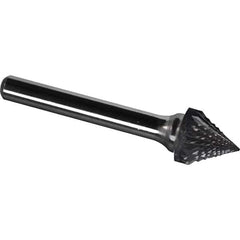 Made in USA - 19mm Cut Diam, 0.2362" Shank Diam, Cone Head Diamond Cut Burr - Carbide, 17.5mm LOC, 62.5mm OAL - Exact Tool & Supply