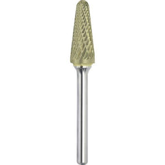 Made in USA - 16mm Cut Diam, 0.2362" Shank Diam, Cone Head Double Cut Burr - Carbide, 30mm LOC, 75mm OAL - Exact Tool & Supply