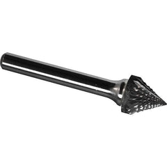 Made in USA - 25mm Cut Diam, 0.2362" Shank Diam, Cone Head Diamond Cut Burr - Carbide, 24.5mm LOC, 69.5mm OAL - Exact Tool & Supply