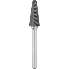 Made in USA - 16mm Cut Diam, 0.2362" Shank Diam, Cone Head Single Cut Burr - Carbide, 30mm LOC, 75mm OAL - Exact Tool & Supply