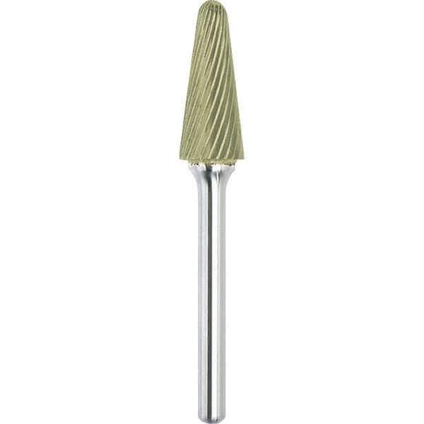 Made in USA - 16mm Cut Diam, 0.2362" Shank Diam, Cone Head Single Cut Burr - Carbide, 30mm LOC, 75mm OAL - Exact Tool & Supply
