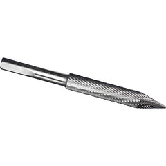 Made in USA - 5/16" Cut Diam, 5/16" Shank Diam, Cone Head Tire Cut Burr - Carbide, 2" LOC, 4" OAL - Exact Tool & Supply