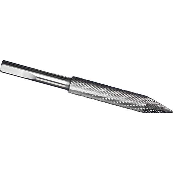 Made in USA - 8mm Cut Diam, 0.315" Shank Diam, Cone Head Tire Cut Burr - Carbide, 53mm LOC, 100mm OAL - Exact Tool & Supply