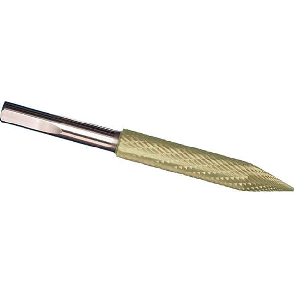 Made in USA - 5/16" Cut Diam, 5/16" Shank Diam, Cone Head Tire Cut Burr - Carbide, 2" LOC, 4" OAL - Exact Tool & Supply