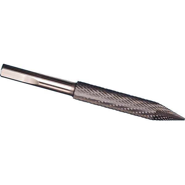 Made in USA - 5/16" Cut Diam, 5/16" Shank Diam, Cone Head Tire Cut Burr - Carbide, 2" LOC, 4" OAL - Exact Tool & Supply