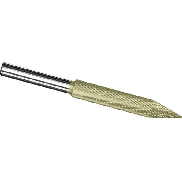 Made in USA - 5/16" Cut Diam, 5/16" Shank Diam, Cone Head Tire Cut Burr - Carbide, 2" LOC, 4" OAL - Exact Tool & Supply