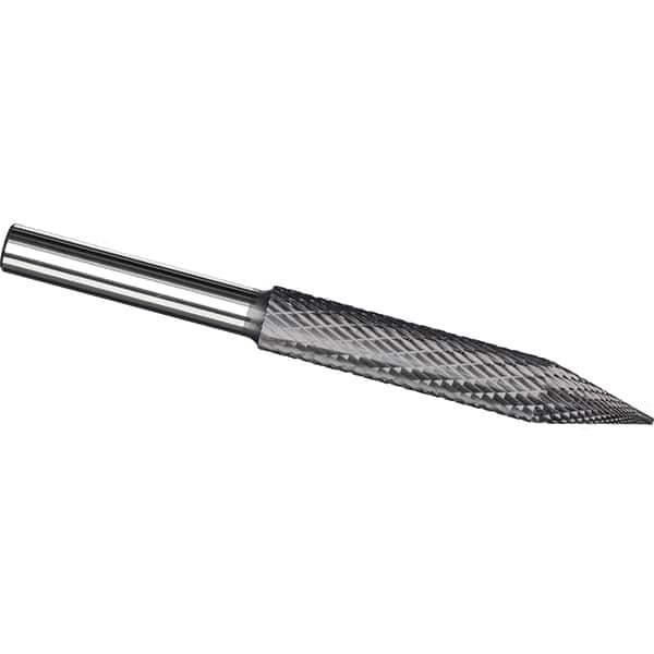 Made in USA - 5/16" Cut Diam, 5/16" Shank Diam, Cone Head Tire Cut Burr - Carbide, 2" LOC, 4" OAL - Exact Tool & Supply