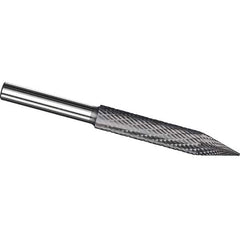 Made in USA - 7/32" Cut Diam, 1/4" Shank Diam, Cone Head Tire Cut Burr - Carbide, 2" LOC, 3" OAL - Exact Tool & Supply