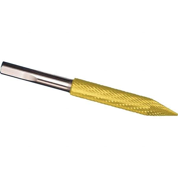 Made in USA - 5/16" Cut Diam, 5/16" Shank Diam, Cone Head Tire Cut Burr - Carbide, 2" LOC, 4" OAL - Exact Tool & Supply