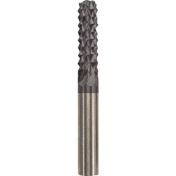 Made in USA - 1/4" Cut Diam, 1/4" Shank Diam, Cylinder Head Burr - Carbide, 1" LOC, 2" OAL - Exact Tool & Supply
