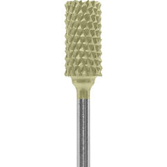 Made in USA - 1/4" Cut Diam, 0.0925" Shank Diam, Cylinder Head Diamond Cut Burr - Carbide, 1/2" LOC, 2" OAL - Exact Tool & Supply