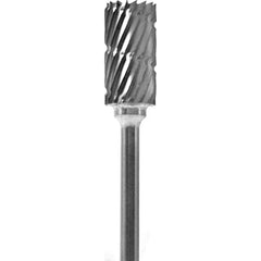 Made in USA - 1/4" Cut Diam, 0.0925" Shank Diam, Cylinder Head Chipbreaker Cut Burr - Carbide, 1/2" LOC, 2" OAL - Exact Tool & Supply