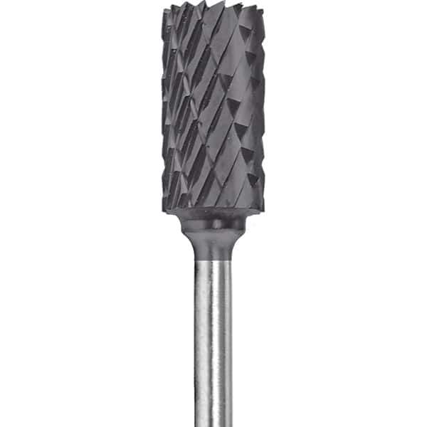 Made in USA - 1/4" Cut Diam, 0.0925" Shank Diam, Cylinder Head Double Cut Burr - Carbide, 1/2" LOC, 2" OAL - Exact Tool & Supply