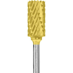 Made in USA - 1/4" Cut Diam, 0.0925" Shank Diam, Cylinder Head Double Cut Burr - Carbide, 1/2" LOC, 2" OAL - Exact Tool & Supply
