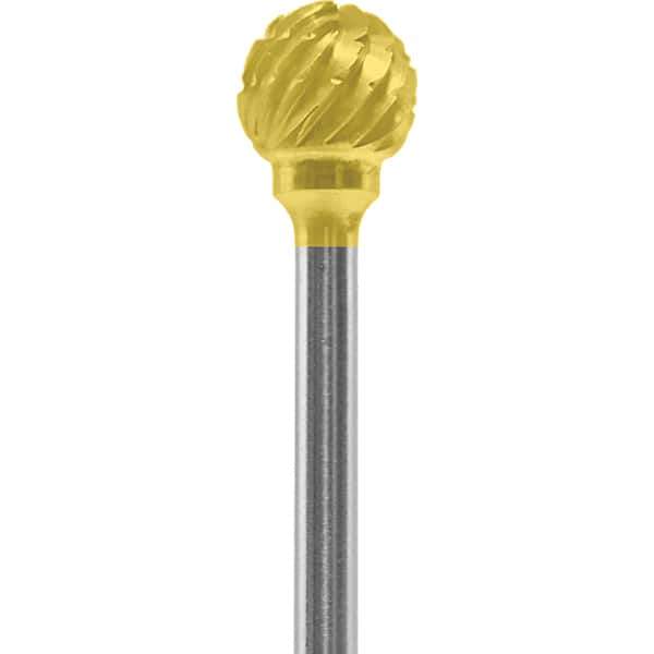 Made in USA - 1/4" Cut Diam, 0.0925" Shank Diam, Ball Head Chipbreaker Cut Burr - Carbide, 1/4" LOC, 1-3/4" OAL - Exact Tool & Supply