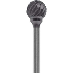 Made in USA - 1/4" Cut Diam, 0.0925" Shank Diam, Ball Head Chipbreaker Cut Burr - Carbide, 1/4" LOC, 1-3/4" OAL - Exact Tool & Supply
