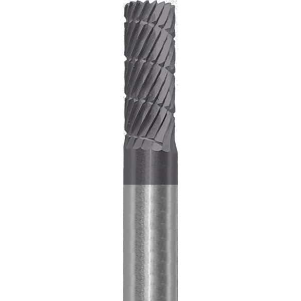 Made in USA - 6mm Cut Diam, 0.2362" Shank Diam, Cylinder Head Double Cut Burr - Carbide, 16mm LOC, 50mm OAL - Exact Tool & Supply