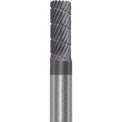 Made in USA - 6mm Cut Diam, 0.2362" Shank Diam, Cylinder Head Double Cut Burr - Carbide, 16mm LOC, 50mm OAL - Exact Tool & Supply