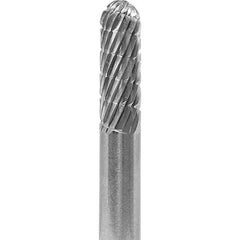 Made in USA - 6mm Cut Diam, 0.2362" Shank Diam, Cylinder with Radius Head Aluma Cut Burr - Carbide, 16mm LOC, 50mm OAL - Exact Tool & Supply