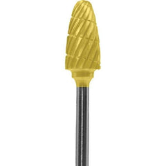 Made in USA - 6mm Cut Diam, 0.0925" Shank Diam, Tree with Radius Head Double Cut Burr - Carbide, 14mm LOC, 52mm OAL - Exact Tool & Supply