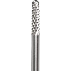 Made in USA - 3/32" Cut Diam, 0.0925" Shank Diam, Cylinder with Radius Head Diamond Cut Burr - Carbide, 1/2" LOC, 1-1/2" OAL - Exact Tool & Supply